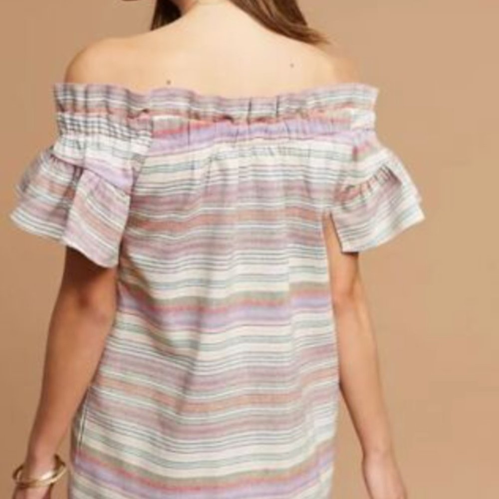 Corey Lynn Calter multicolor stripe off-the-shoulder dress, Size S - Picture 10 of 10